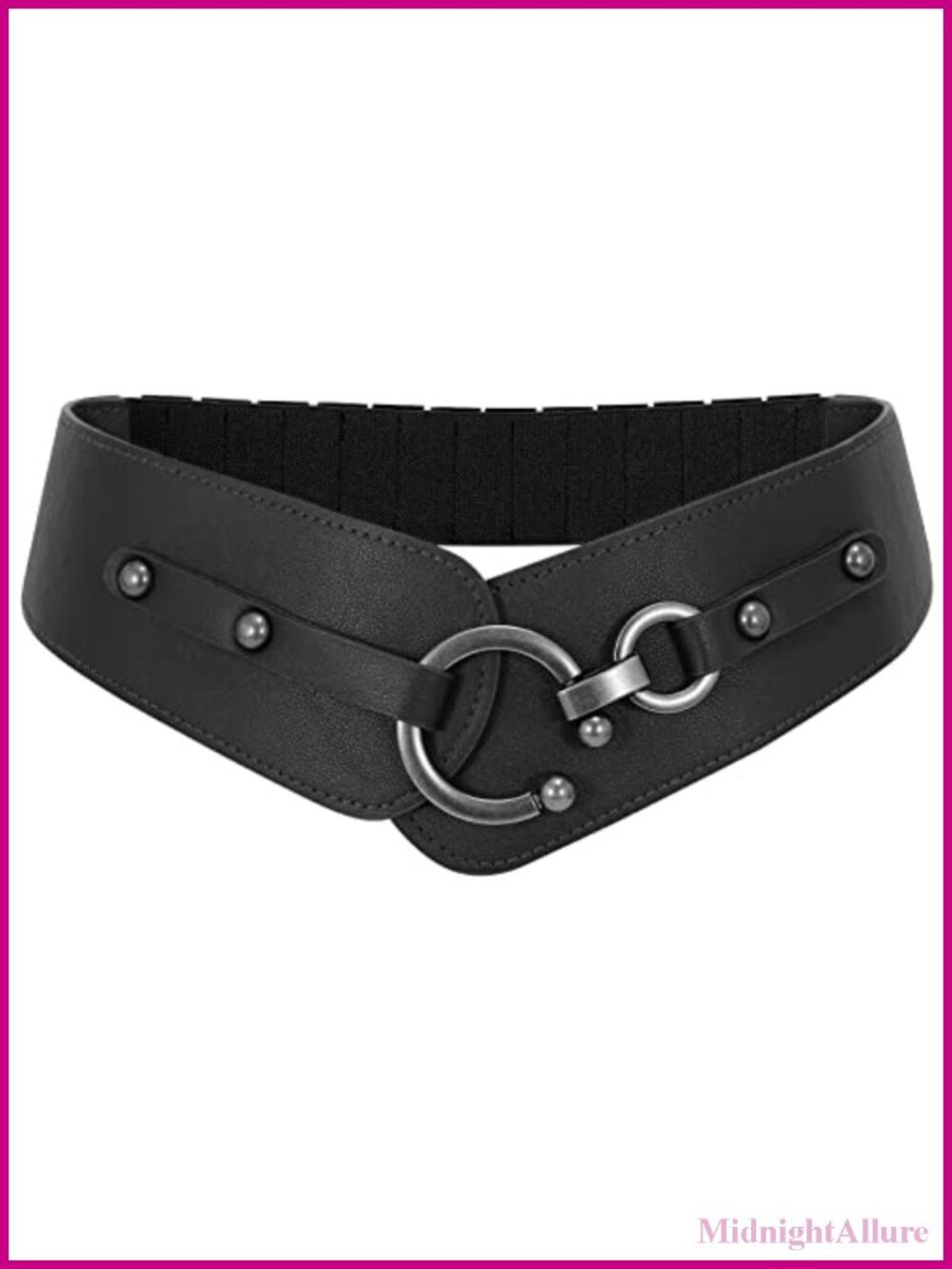 Women Vintage Wide Elastic Thick Stretch Belt PU Leather Interlock Buckle